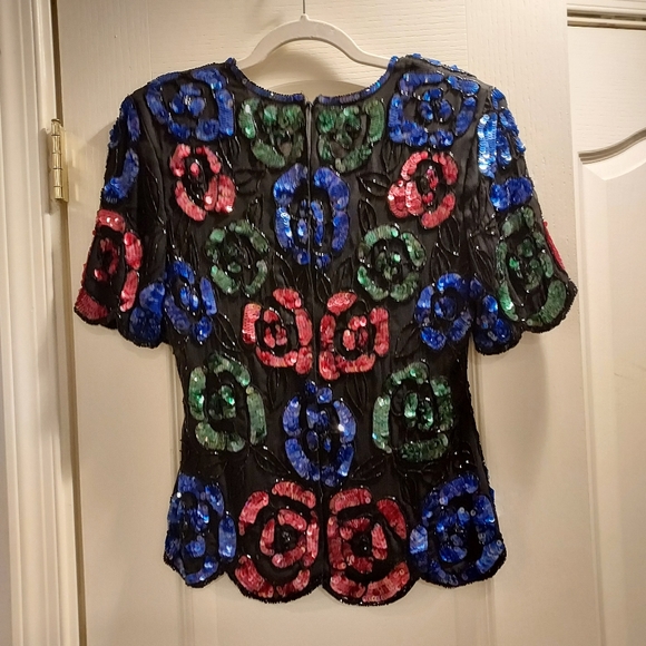 1980's Stenay floral glitz & glam party top - Picture 14 of 16